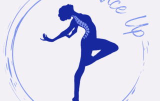 The Dance Up Podcast logo - an blue outline of a dancer.